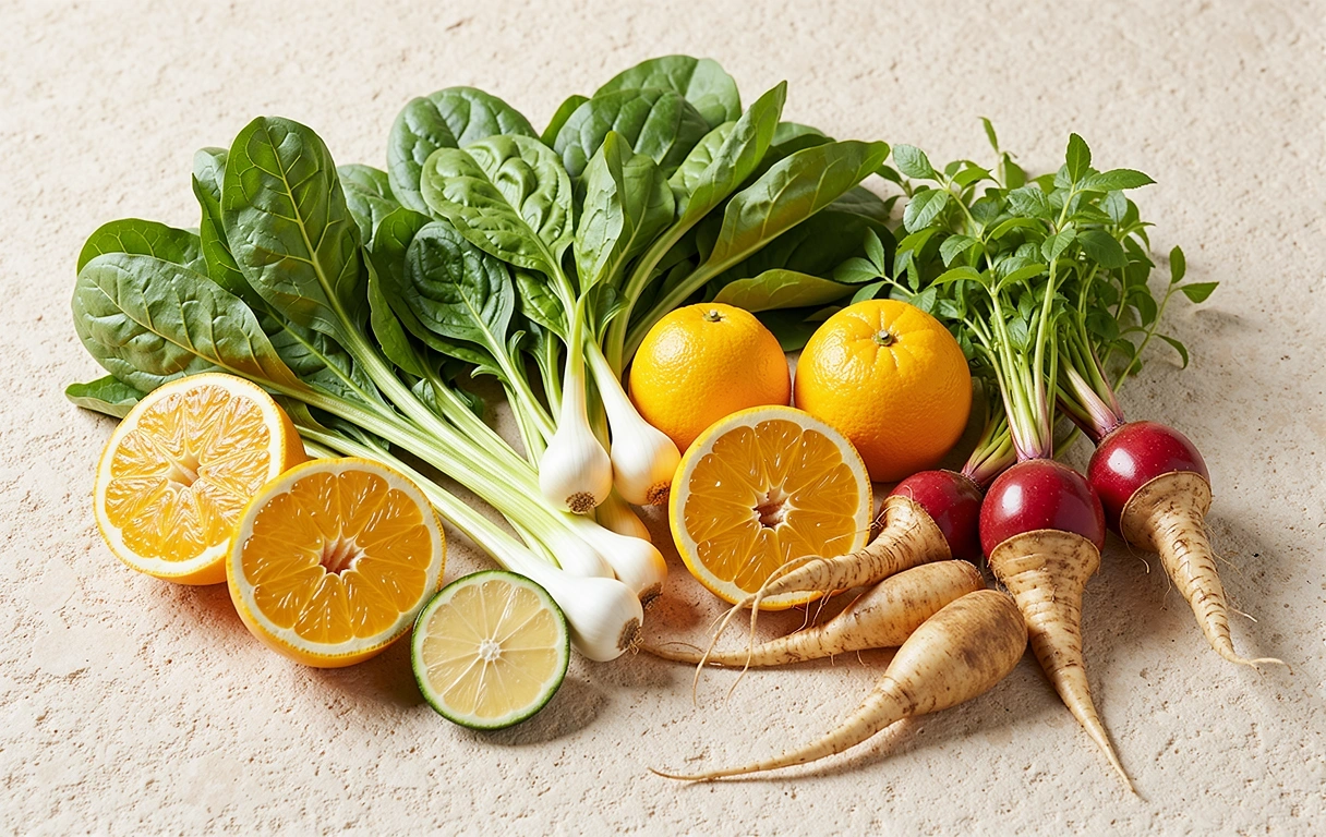 Fresh organic food selection